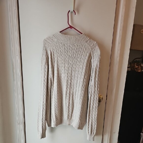 IZOD Men's Zip Up Cable Knit Sweater - Cream - Picture 3 of 3